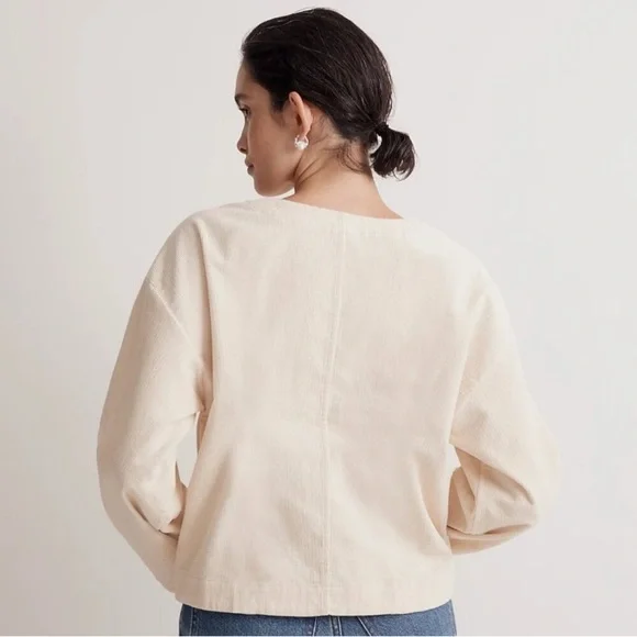 Madewell Cream Buttoned Long Sleeve Blouse - Picture 2 of 6